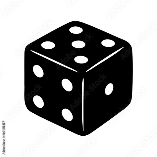 Black and white illustration of a single die displaying the number values
