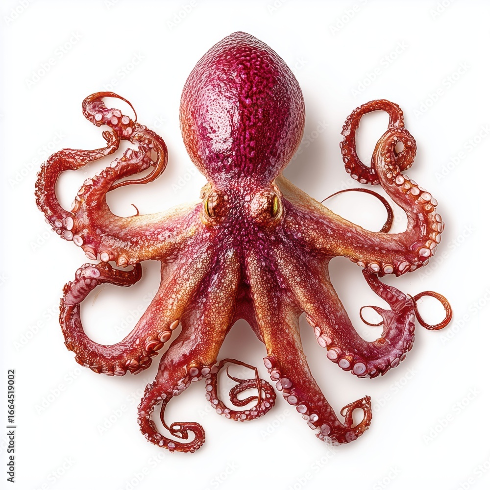 Obraz premium Vibrant Red Octopus, Exquisite Seafood , isolated on white background png