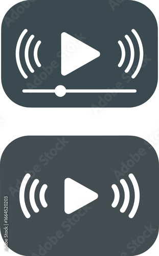 Media player interface icons with audio signal bars