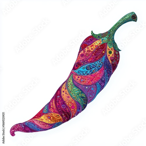 Vibrant Colorful Pepper Art Design , isolated on white background png