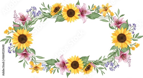 Sunlit Floral Frame: Watercolor Delight