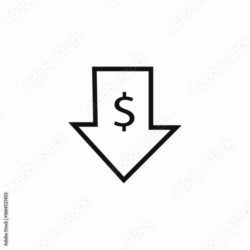 price down arrow icon sign vector