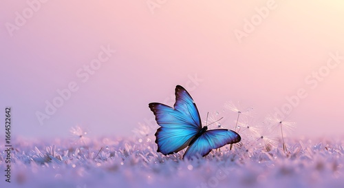 Pastel Dawn: Blue Morpho's Embrace