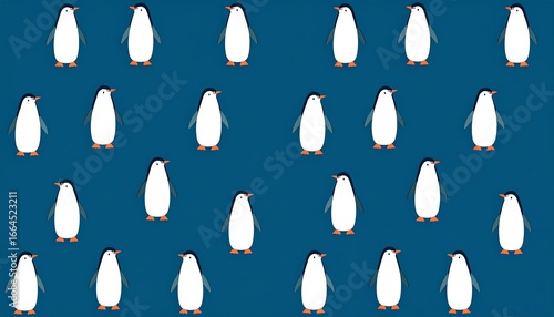 Cute penguin pattern on a deep blue background.