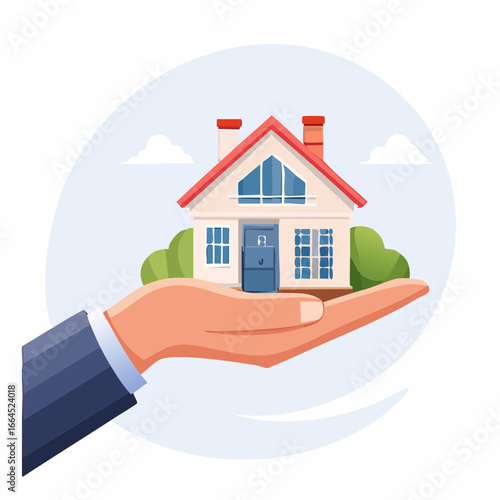 Business Hand Holding House Illustration