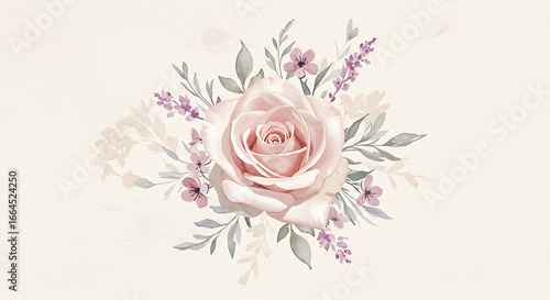 Pastel Rose Floral Watercolor Design Element