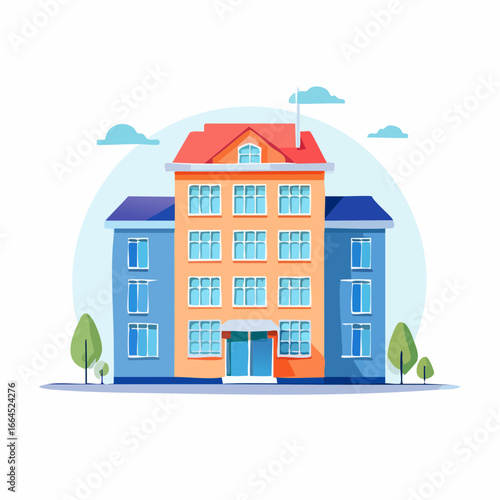 Colorful Flat Design Illustration Of Multistory Building