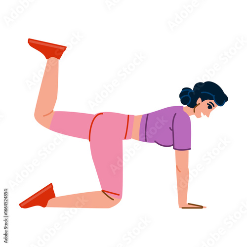 Young woman performing donkey kicks exercise at home