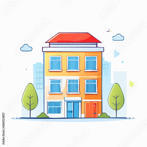 Colorful Residential Building Illustration
