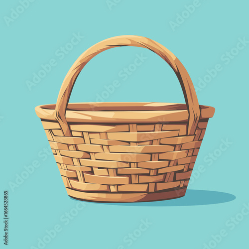 Colorful wicker basket on a mint background