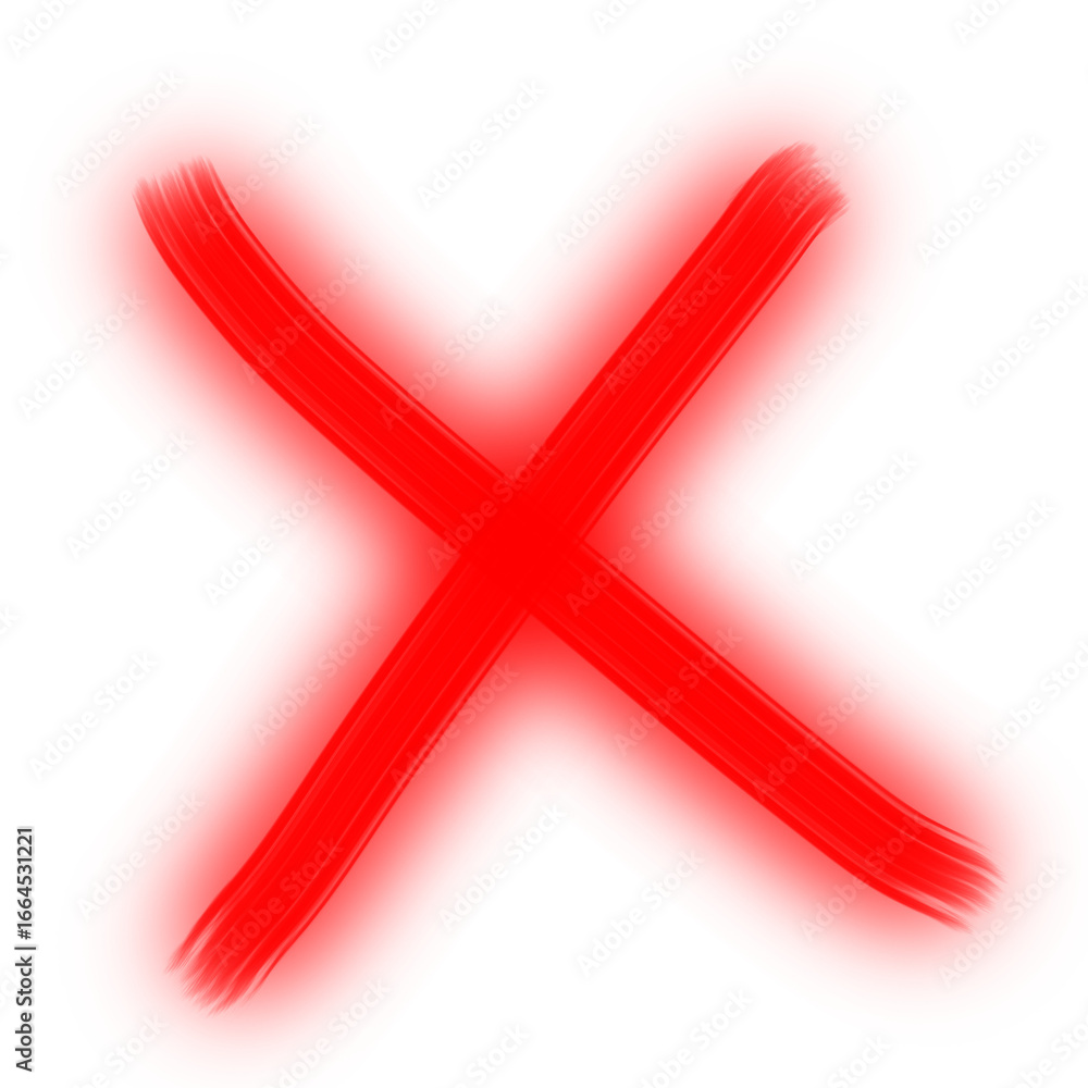 Fototapeta premium Flat Red Cross Cancel Icon Button PNG Transparent Background Close Symbol for User Interface and App Design
