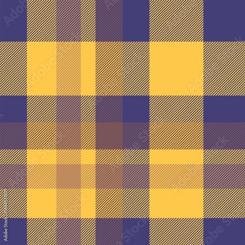 Classic tartan pattern in warm gold and cool indigo hues. Perfect for backgrounds, textiles, or design accents. A versatile and timeless texture.