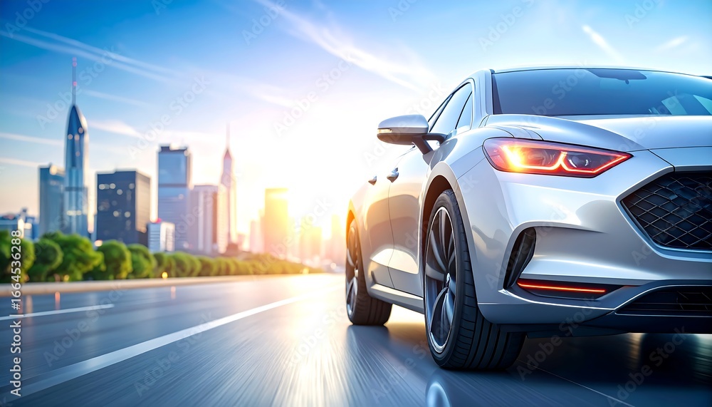 Fototapeta premium Modern car on city road