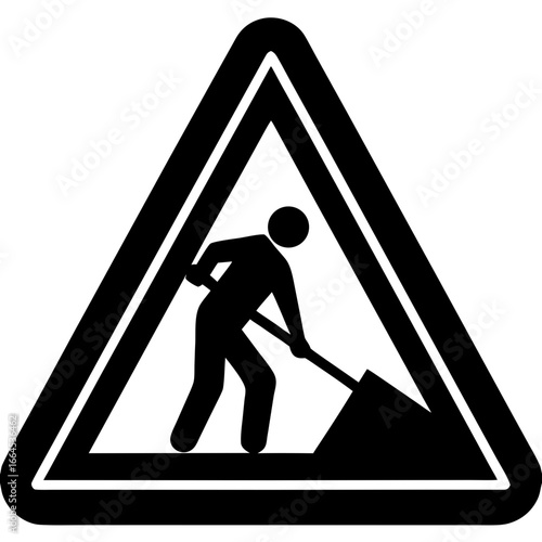 Road Work Sign Silhouette with Worker