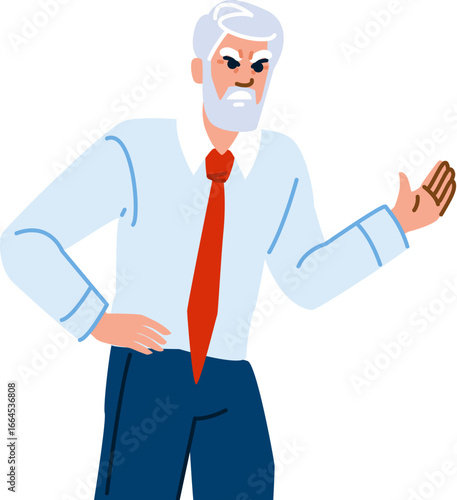 Grumpy senior businessman arguing and scolding someone