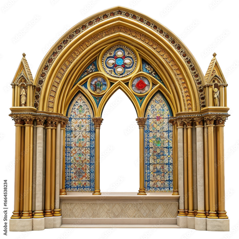Fototapeta premium Gothic window isolated on transparent background