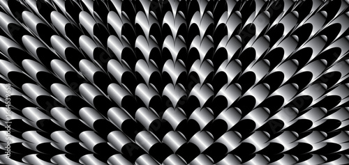 Geometric monochrome abstract petal pattern vector illustration.