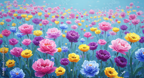 Vibrant Spring Meadow of Colorful Blossoms