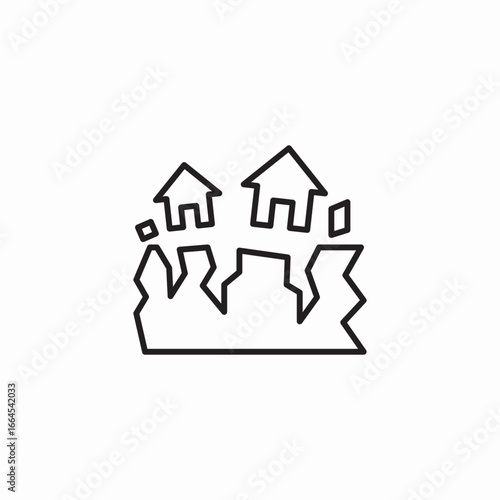 earthquake disaster icon sign vector