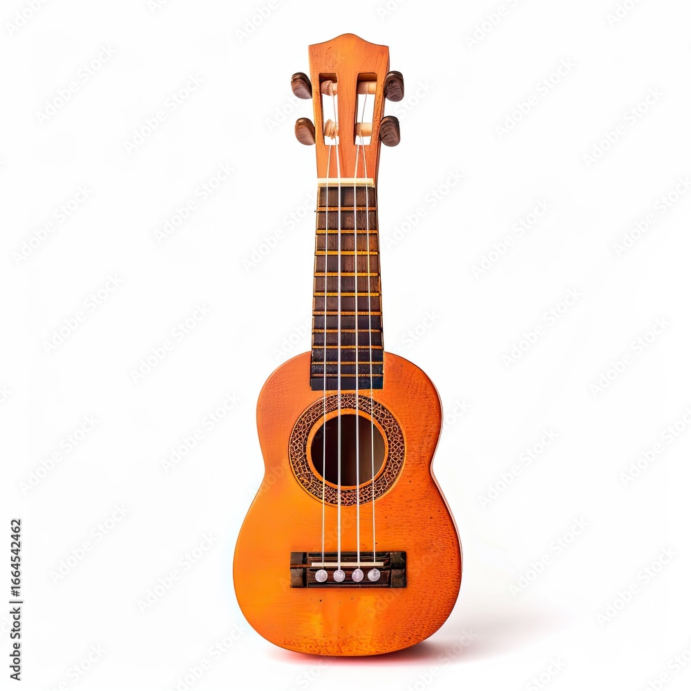 Obraz premium Orange ukulele, front view, isolated on white