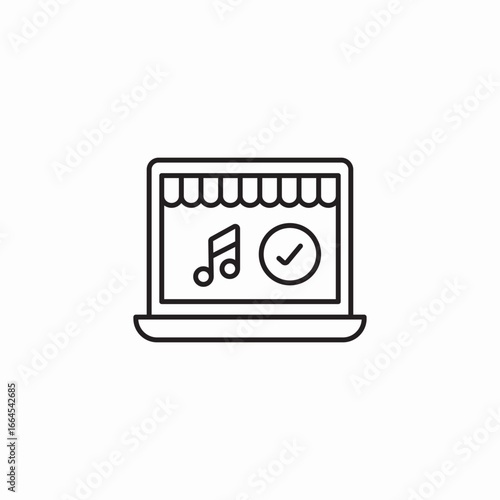 laptop online music icon sign vector