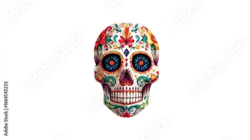 a colorful skull with a flowered design on it