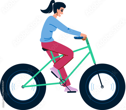 Woman riding fatbike enjoying cycling and urban lifestyle