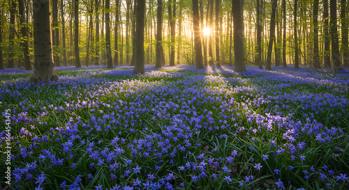 Sunrise in a Bluebell Forest