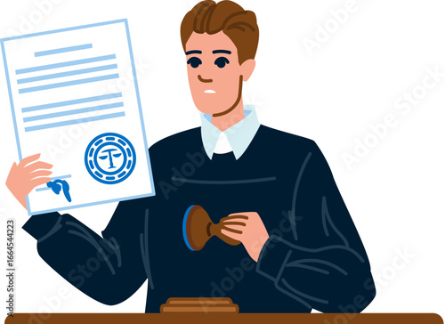 Notary public stamping document certifying authenticity and legality