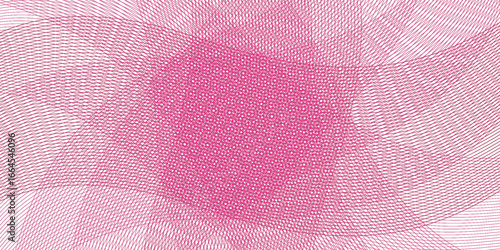 Vibrant pink abstract background with intricate wavy lines and a textured moiré pattern.