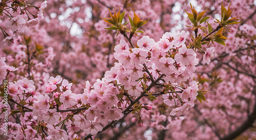 Pink Cherry Blossoms in Full Bloom, Spring Flowers