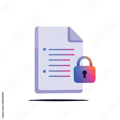 Free Download Secure document icon with a vibrant gradient padlock representing data protection and confidential information. - GFXLoad