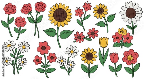 Hand-Drawn Floral Delight: A Whimsical Collection