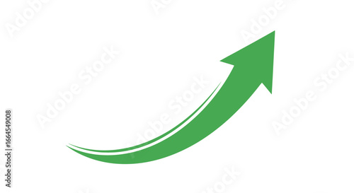 Green arrow symbolizing upward financial growth and success in business