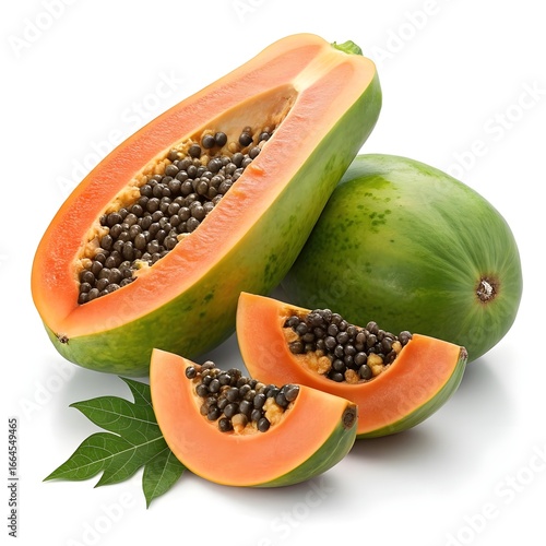 Wallpaper Mural Fortaleza Papaya Tropical Exotic Papaya with Smooth Golden-Orange Skin and Lush Juicy Freshness Captured in Clean Minimal Still Life Style on a Pure White Background Torontodigital.ca