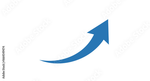 Blue upward arrow symbolizing growth, progress, and success on a clean white background