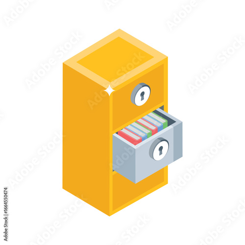 Premium isometric icon of organized office cabinet design