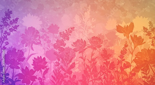 Sunset Bloom: Gradient Floral Silhouettes