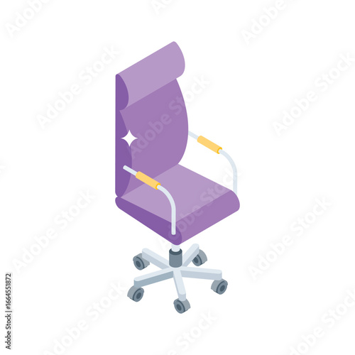 An editable isometric icon of comfy swivel chair