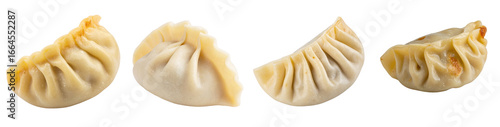 Close-up of Steamed Asian Dumplings on Black
