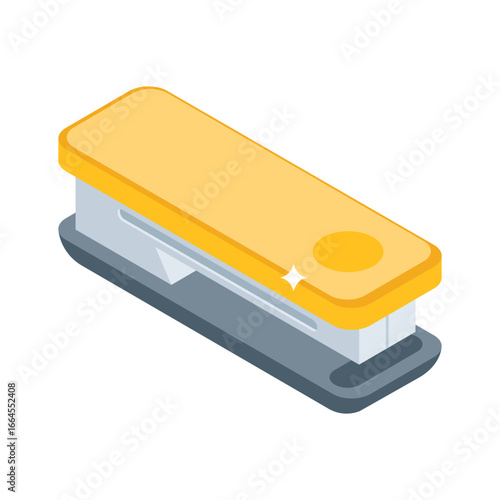 A modern isometric icon of handy stapler device