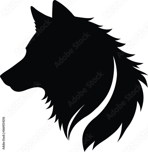 A high-quality digital illustration depicting the silhouette of a wolf's head, with a bold, striking design showcasing the distinctive features of the animal, including the pointed ears, sharp muzzle,
