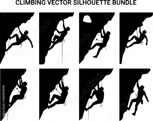 Silhouettes of Climbers in Action