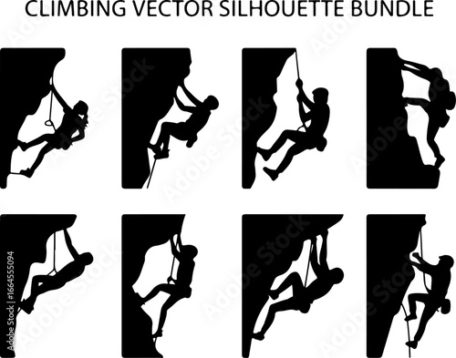 Silhouettes of Climbers in Action