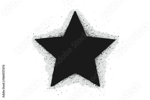 Grunge star silhouette created with black spray paint. Urban street art graffiti stencil effect. Dirty textured symbol. Artistic abstract shape design element. Vector illustration.