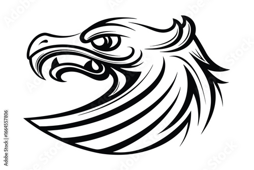 Intricate Black Viking Ship Art with Dragon Head on White Background