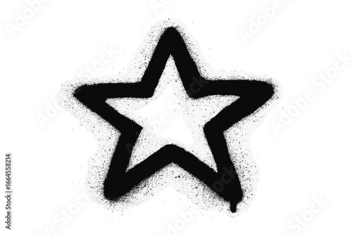 Graffiti star symbol. Spray paint stencil art element. Urban street art design. Grunge textured shape. Black ink splash and drip illustration. Aerosol paint vector icon.