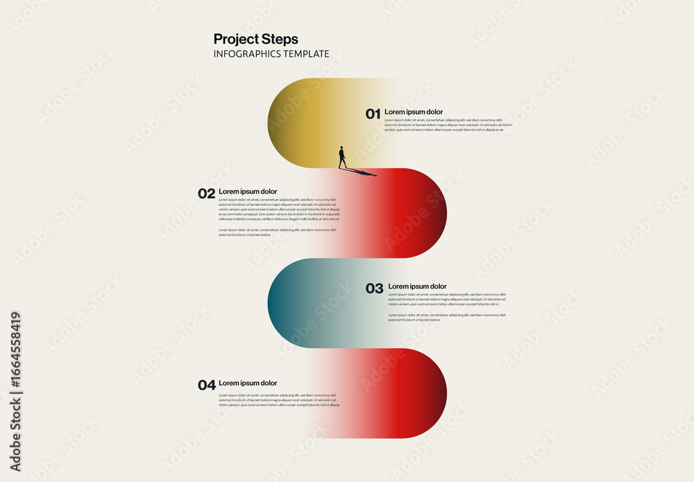 Project Steps Infographic Template with Rounded Gradients Stock ...