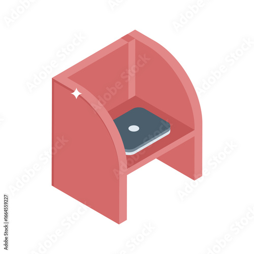 An isometric icon of tidy worker desk setup