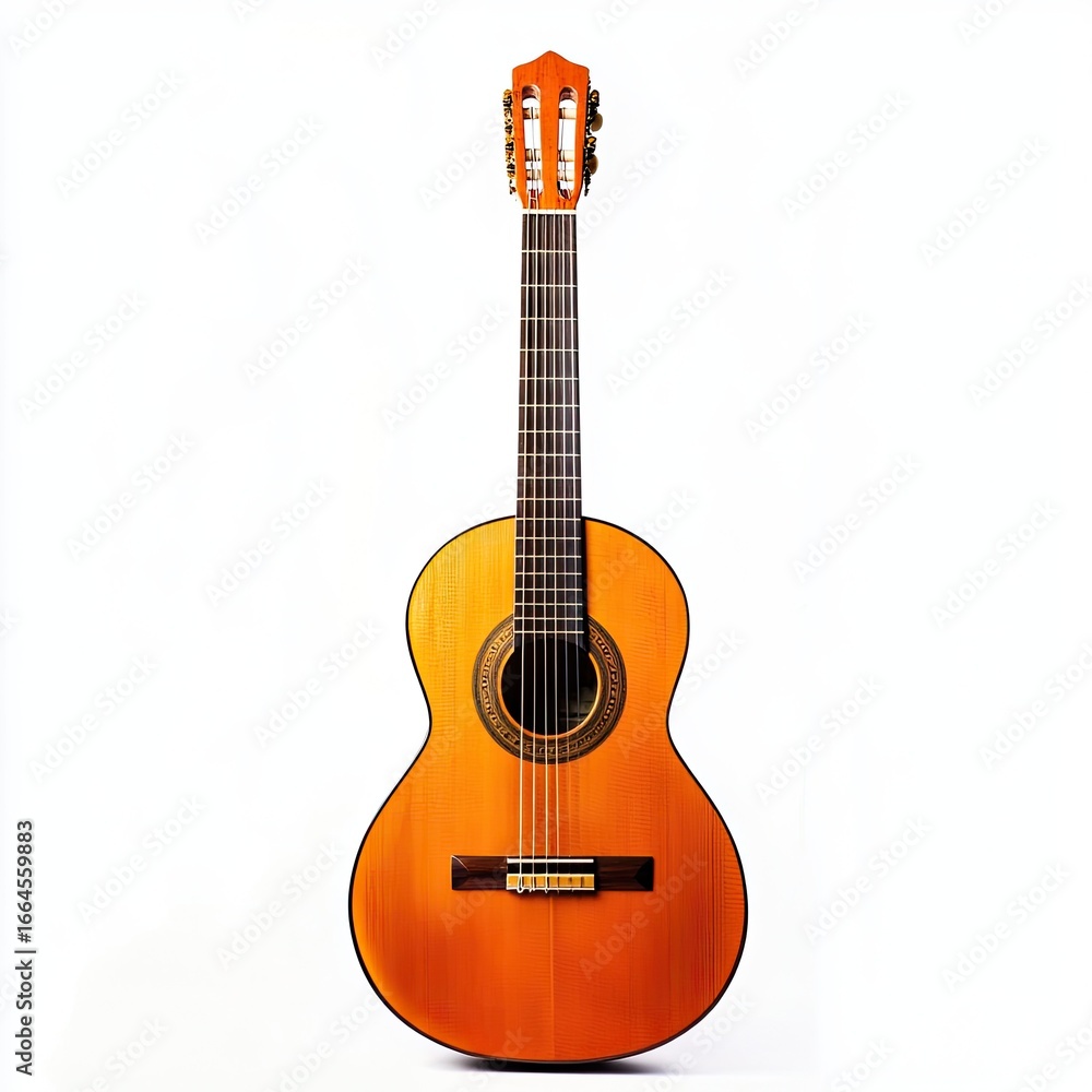 Obraz premium Classical guitar, light orange wood, full view
